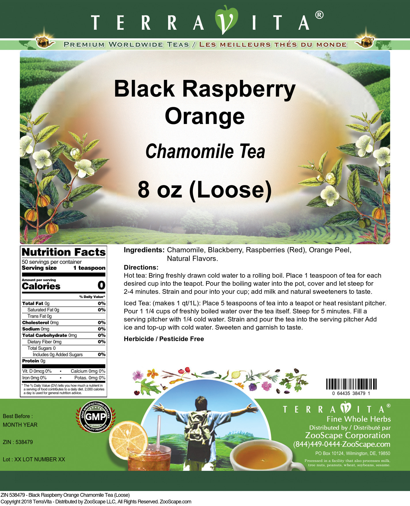 Black Raspberry Orange Chamomile Tea (Loose) - Label