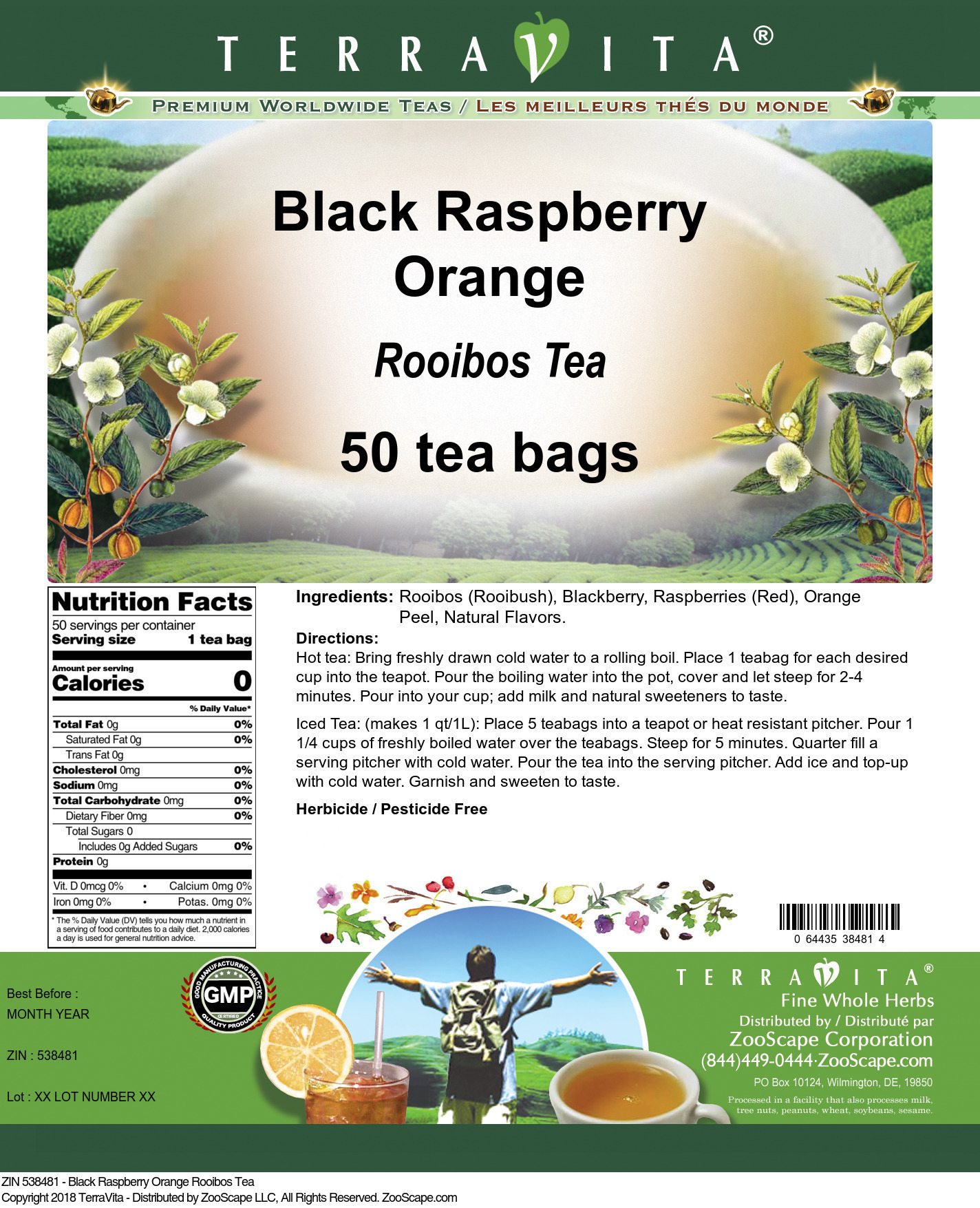 Black Raspberry Orange Rooibos Tea - Label