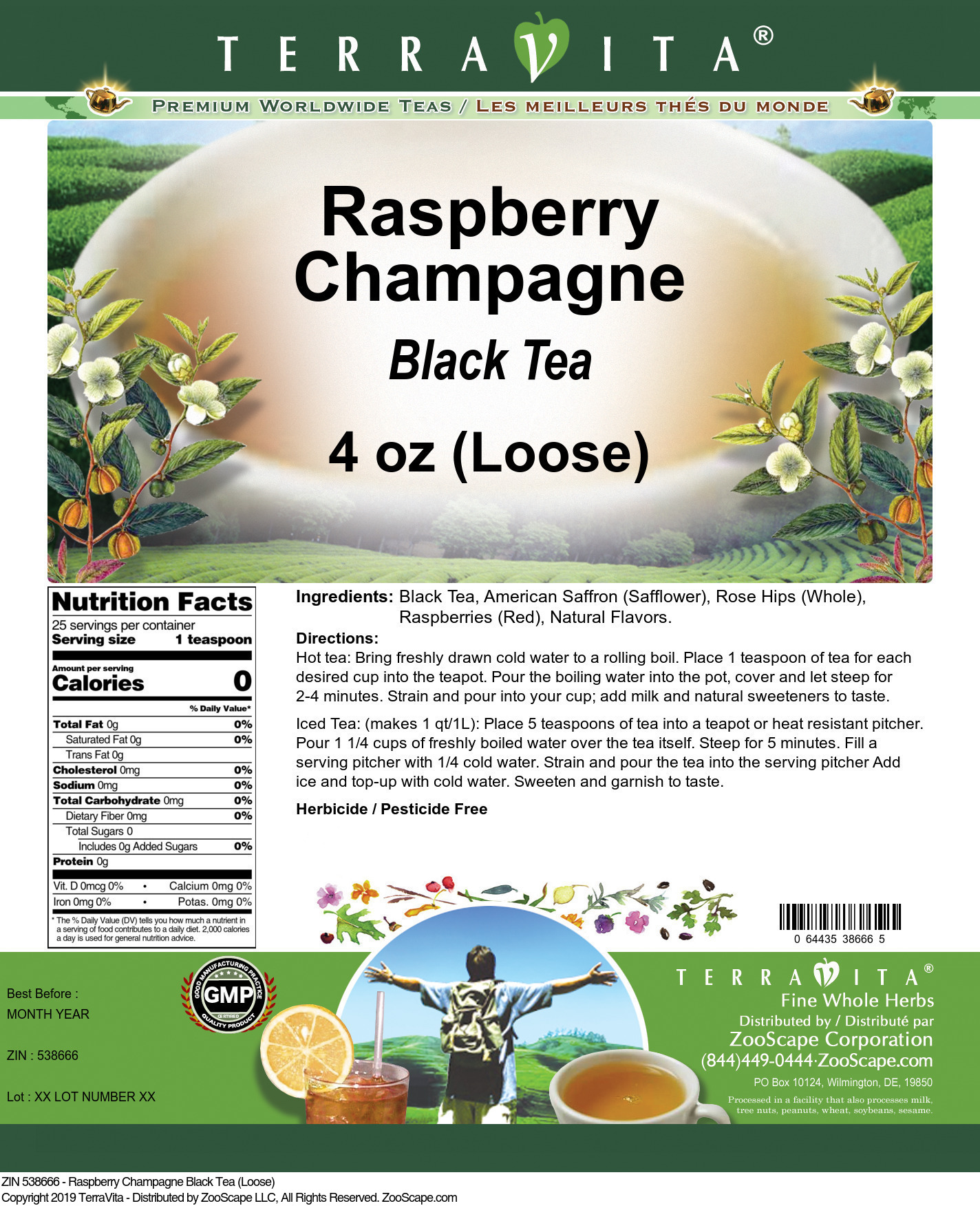 Raspberry Champagne Black Tea (Loose) - Label