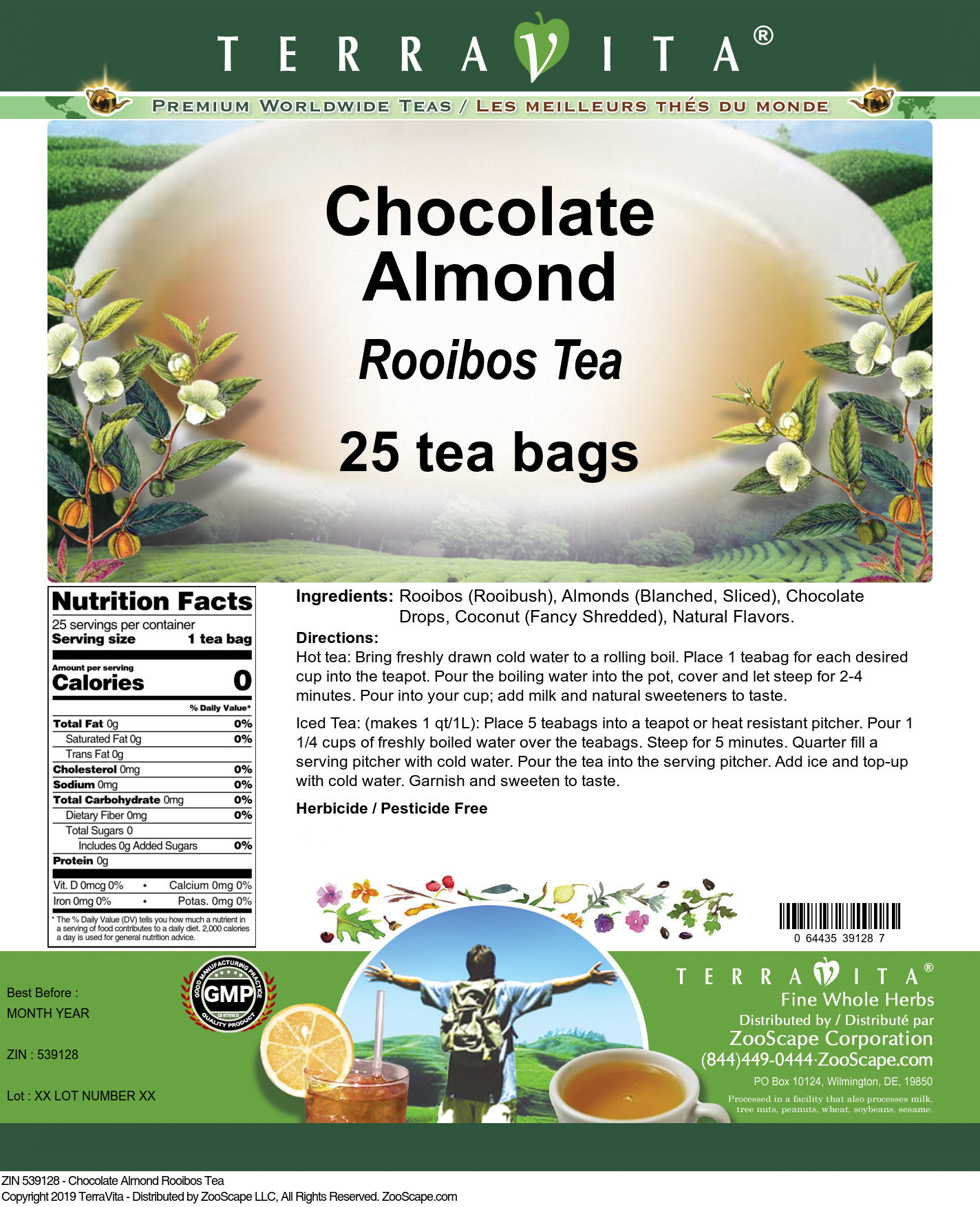 Chocolate Almond Rooibos Tea - Label