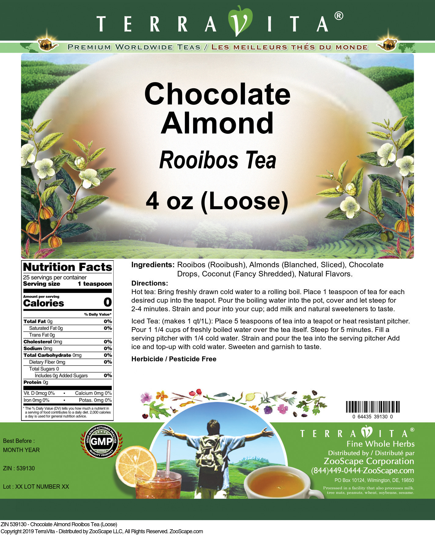 Chocolate Almond Rooibos Tea (Loose) - Label