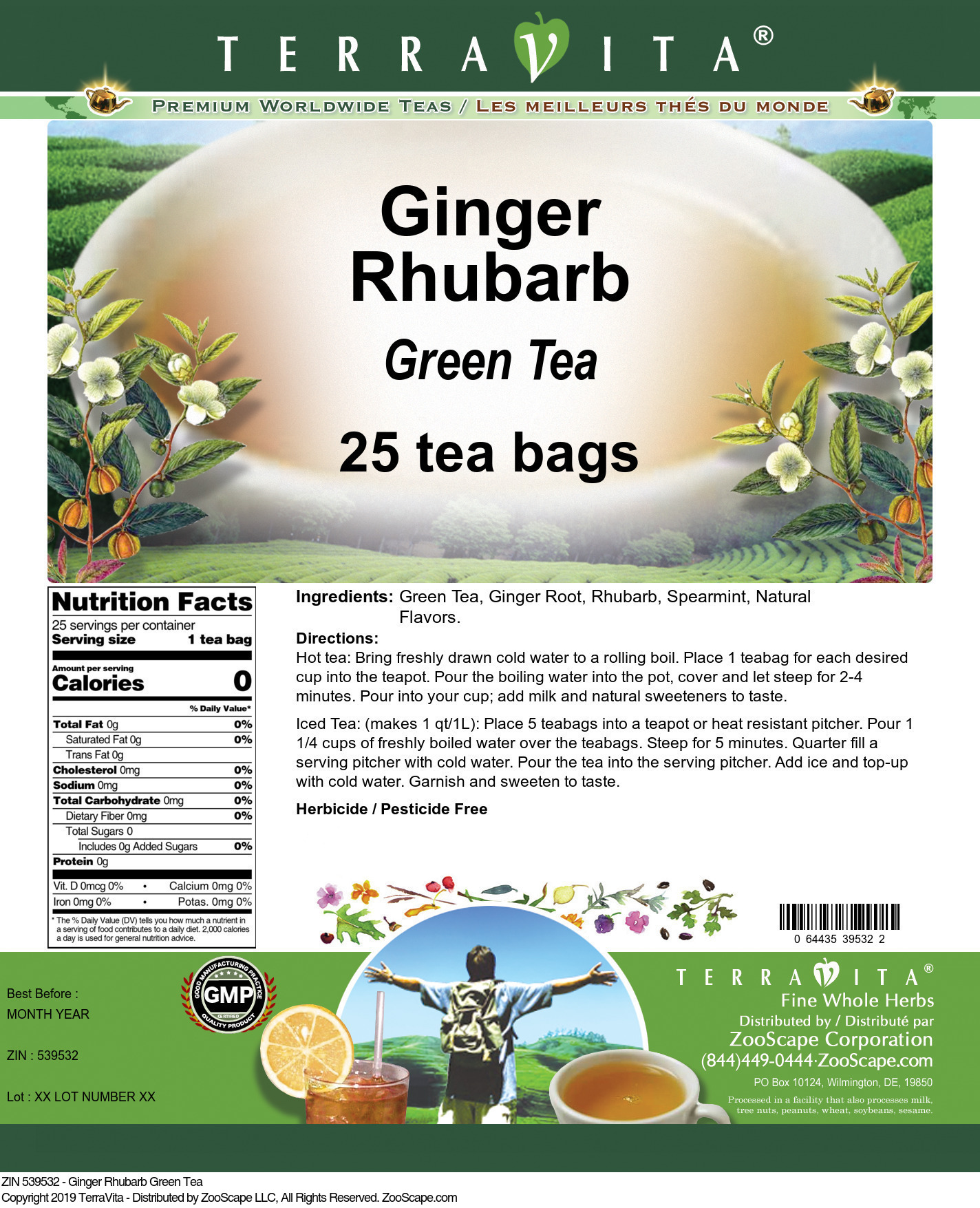 Ginger Rhubarb Green Tea - Label