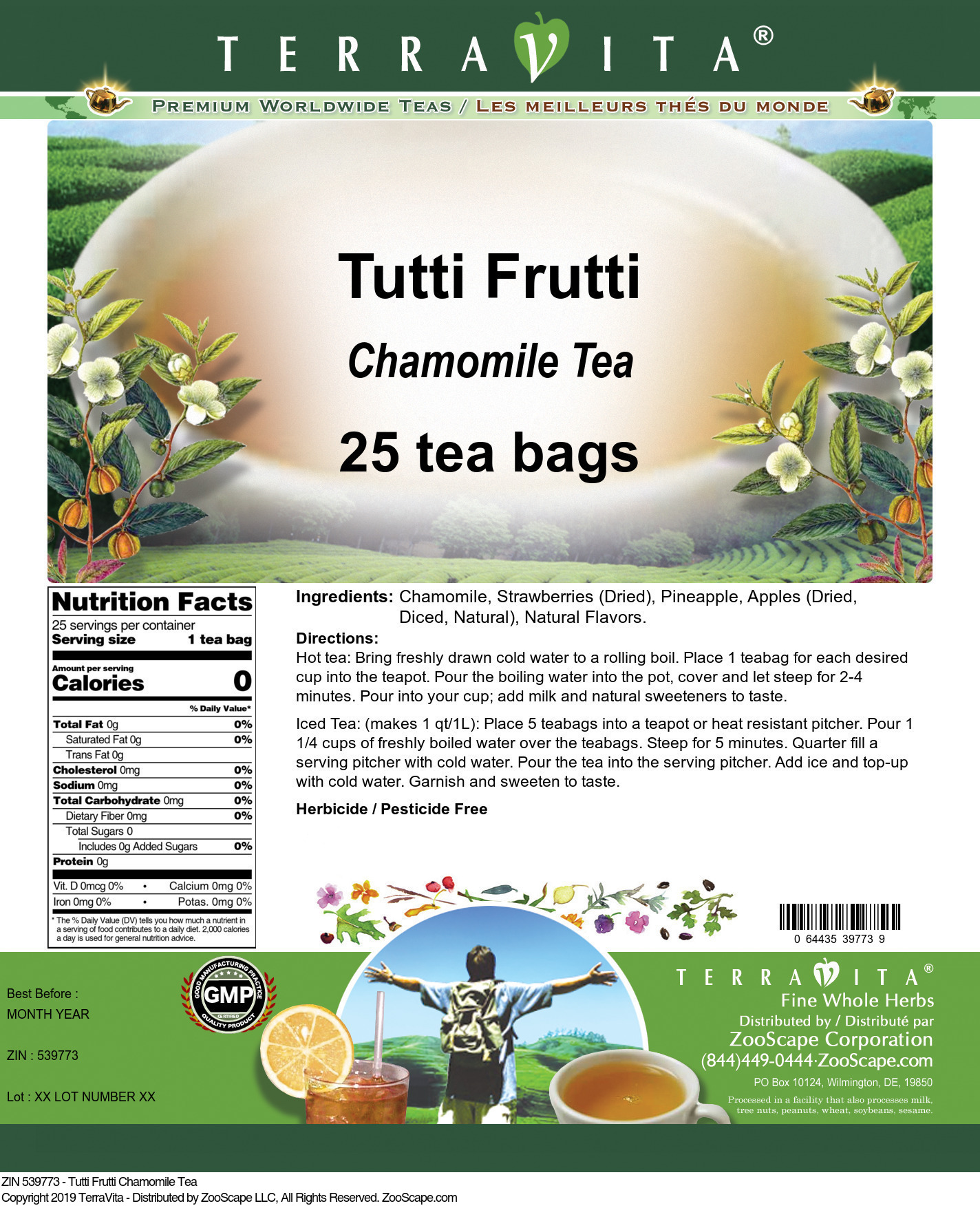 Tutti Frutti Chamomile Tea - Label