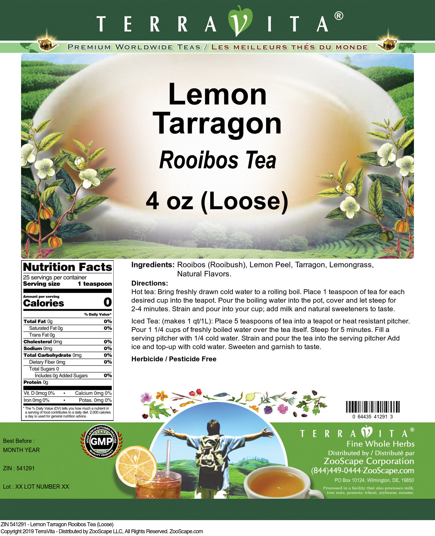 Lemon Tarragon Rooibos Tea (Loose) - Label