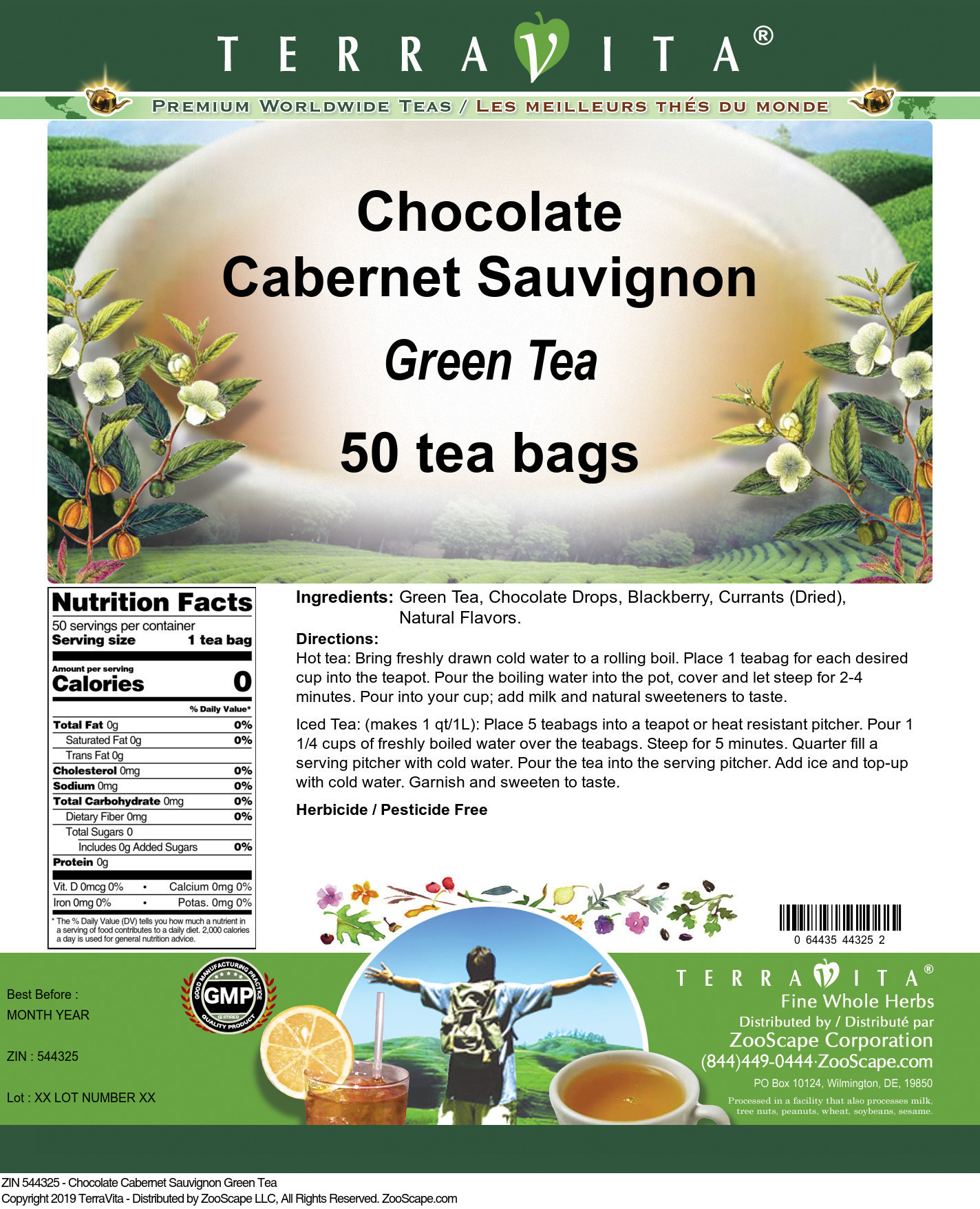 Chocolate Cabernet Sauvignon Green Tea - Label