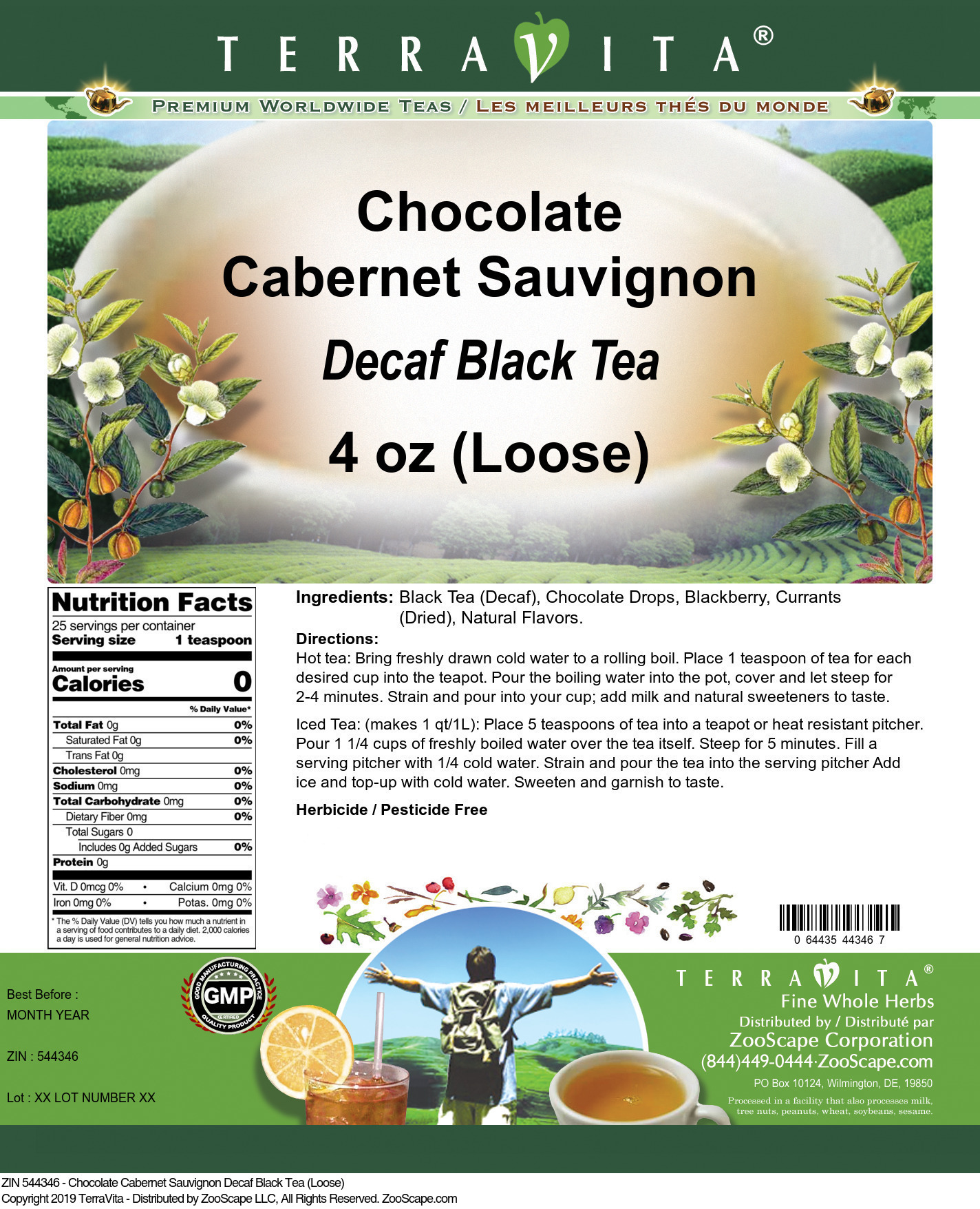 Chocolate Cabernet Sauvignon Decaf Black Tea (Loose) - Label