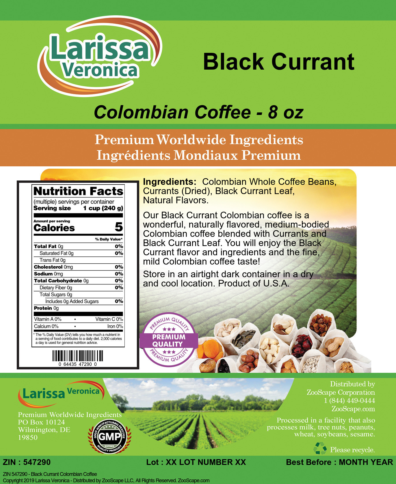 Black Currant Colombian Coffee - Label