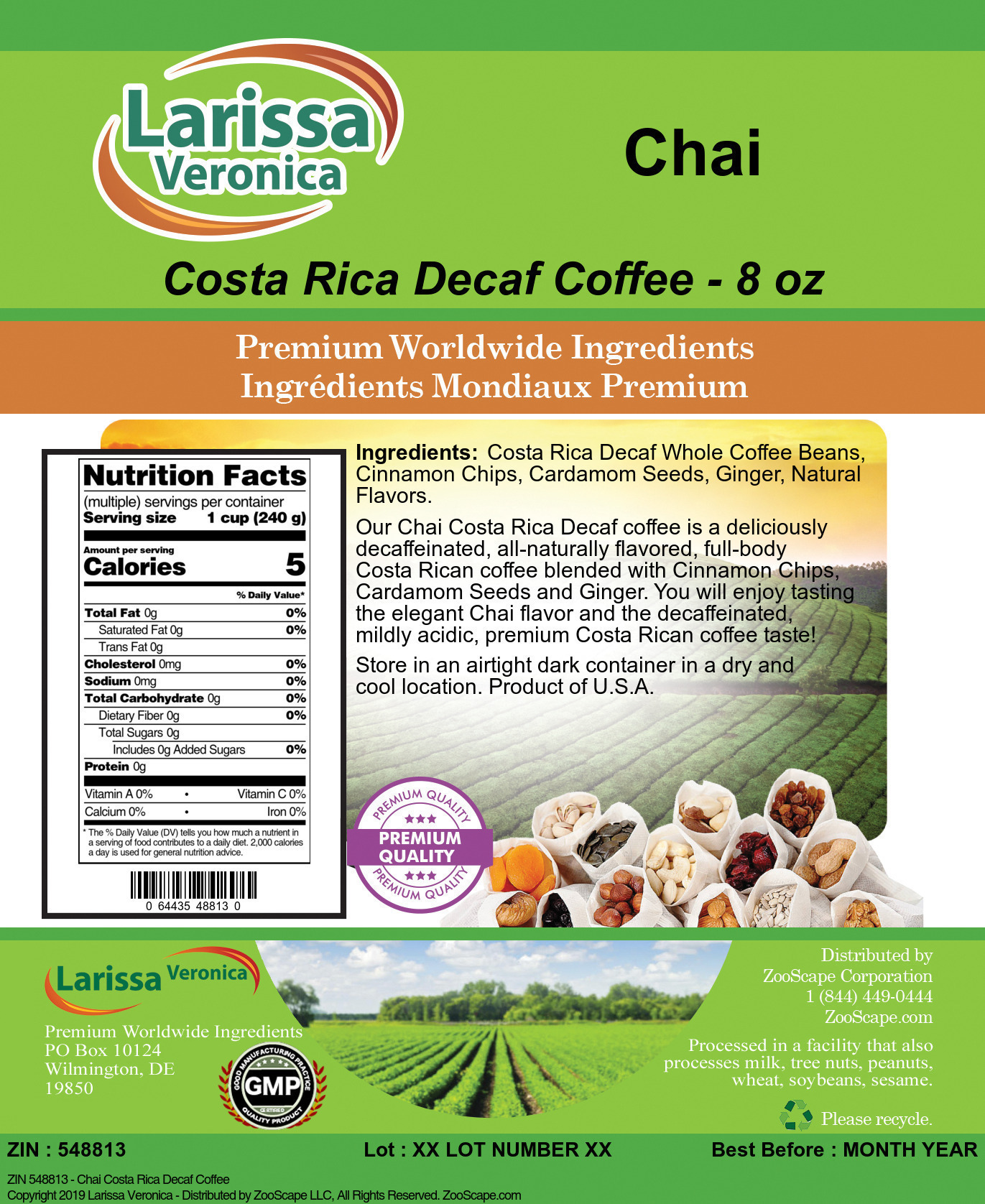 Chai Costa Rica Decaf Coffee - Label