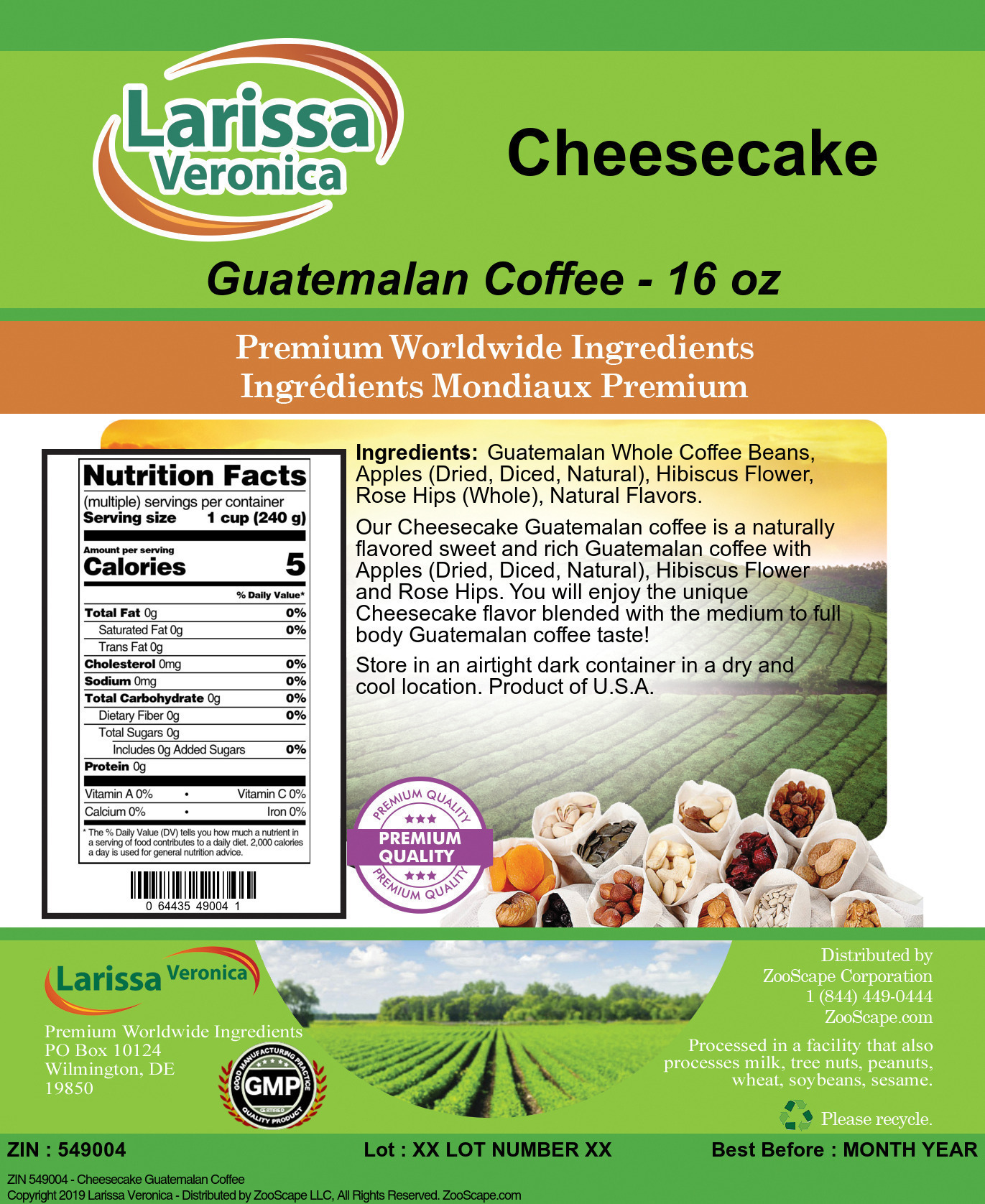 Cheesecake Guatemalan Coffee - Label