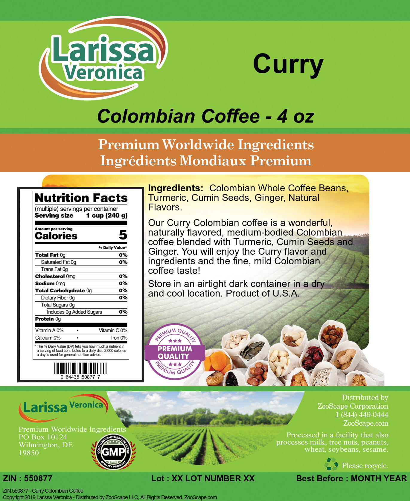 Curry Colombian Coffee - Label