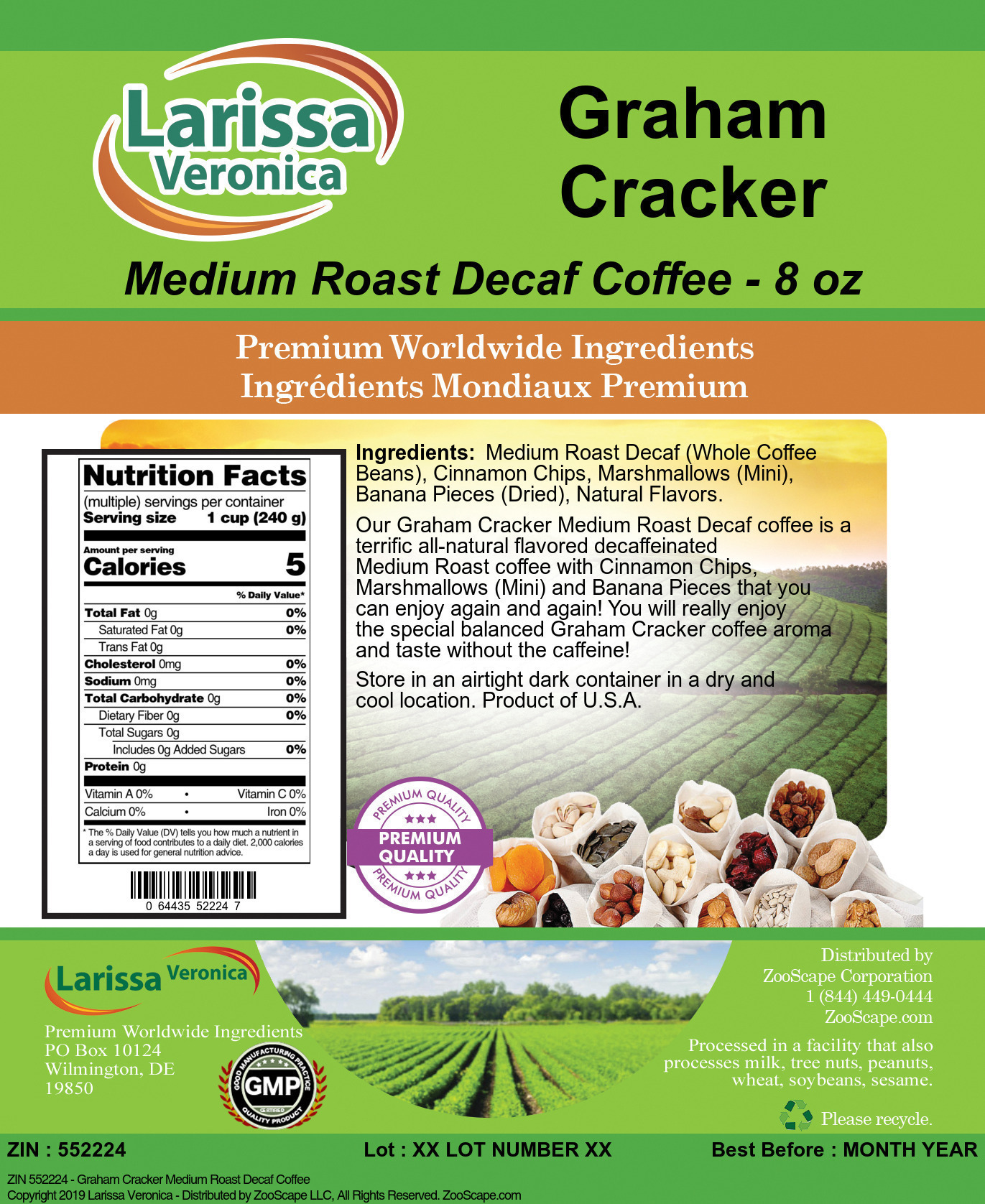 Graham Cracker Medium Roast Decaf Coffee - Label