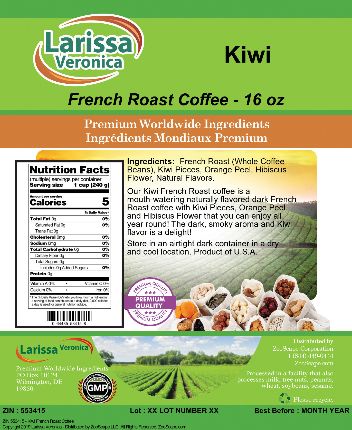 Kiwi French Roast Coffee - Label