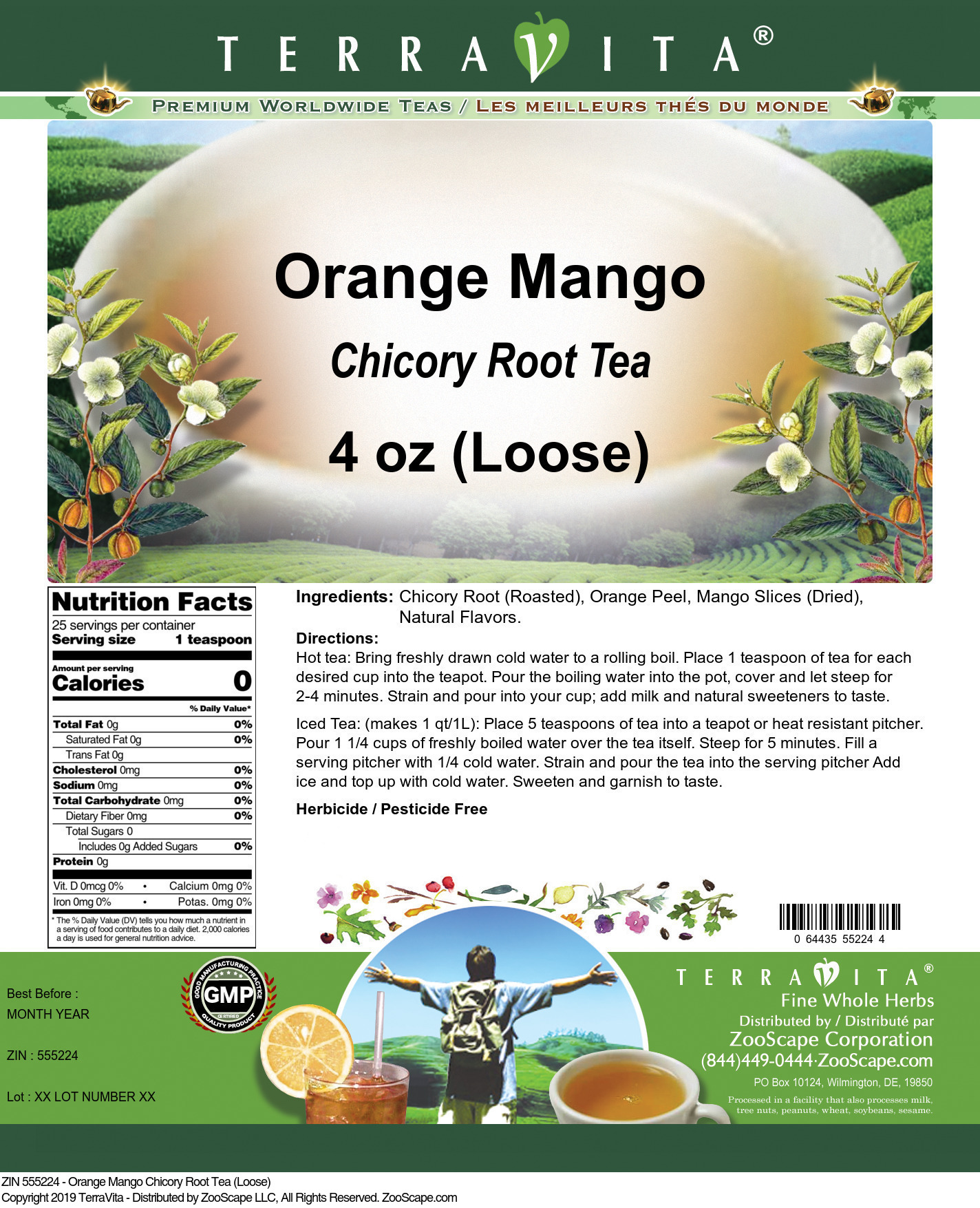 Orange Mango Chicory Root Tea (Loose) - Label