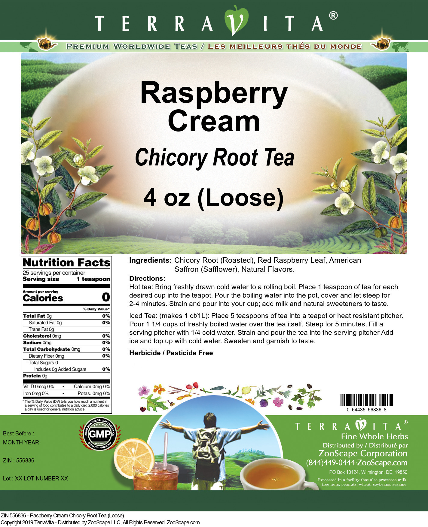 Raspberry Cream Chicory Root Tea (Loose) - Label