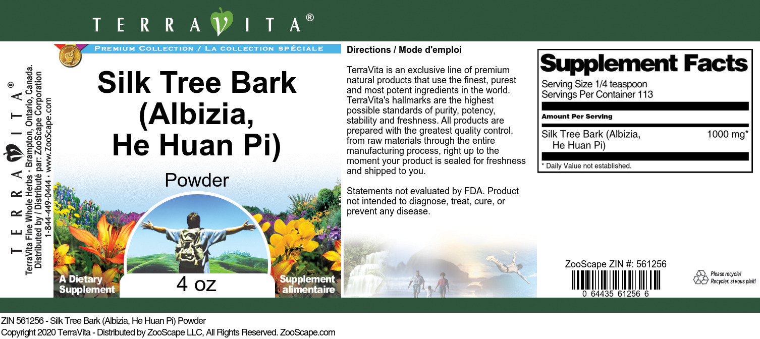 Silk Tree Bark (Albizia, He Huan Pi) Powder - Label