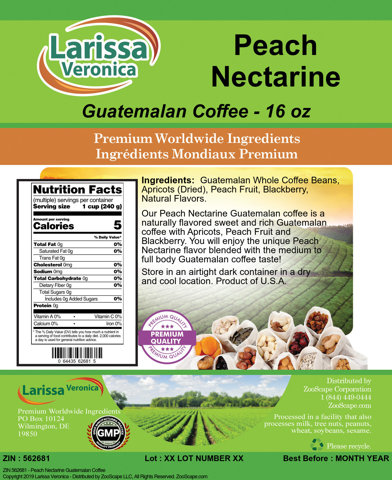 Peach Nectarine Guatemalan Coffee - Label