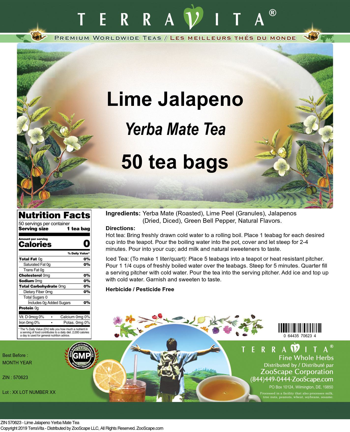 Lime Jalapeno Yerba Mate Tea - Label