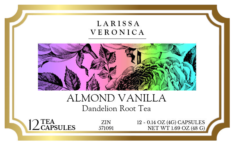 Almond Vanilla Dandelion Root Tea <BR>(Single Serve K-Cup Pods) - Label