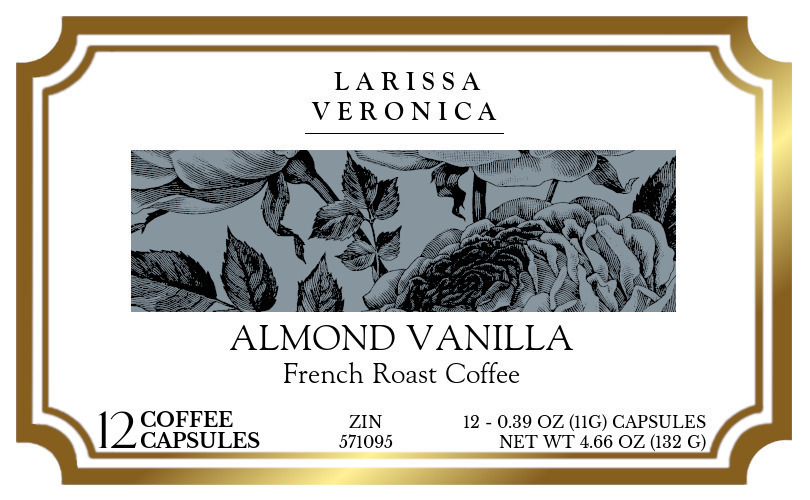 Almond Vanilla French Roast Coffee <BR>(Single Serve K-Cup Pods) - Label