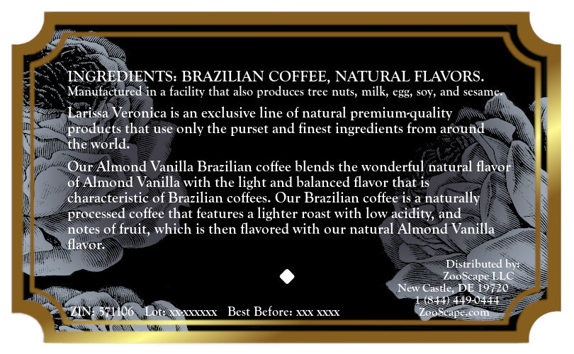Almond Vanilla Brazilian Coffee <BR>(Single Serve K-Cup Pods)