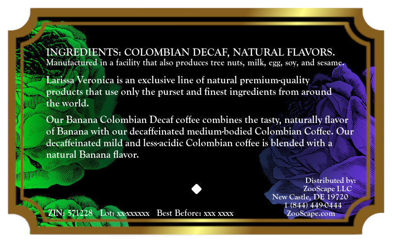 Banana Colombian Decaf Coffee <BR>(Single Serve K-Cup Pods)