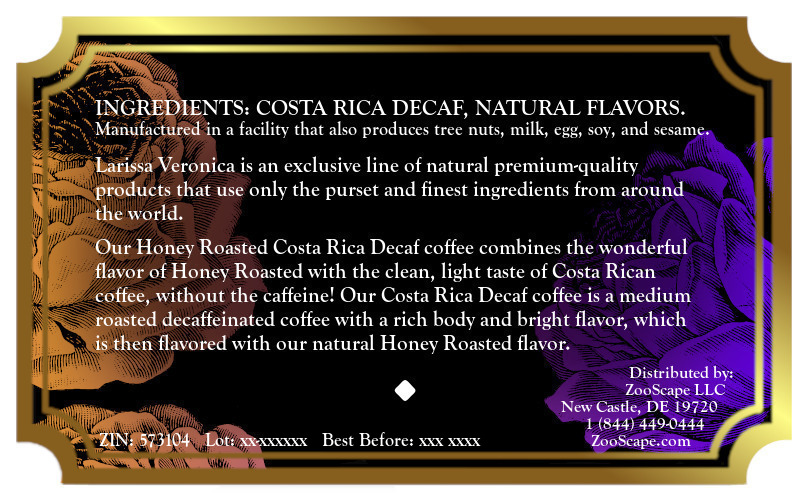 Honey Roasted Costa Rica Decaf Coffee <BR>(Single Serve K-Cup Pods)