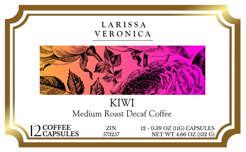 Kiwi Medium Roast Decaf Coffee <BR>(Single Serve K-Cup Pods) - Label