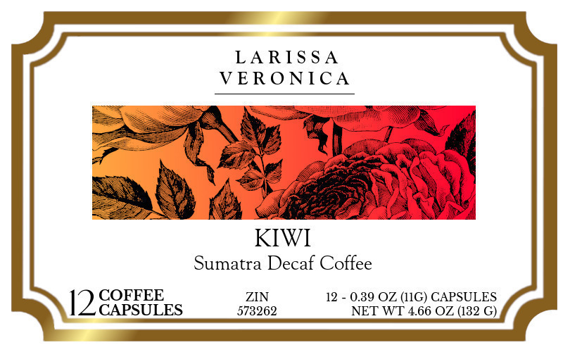 Kiwi Sumatra Decaf Coffee <BR>(Single Serve K-Cup Pods) - Label