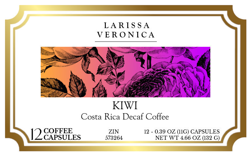 Kiwi Costa Rica Decaf Coffee <BR>(Single Serve K-Cup Pods) - Label