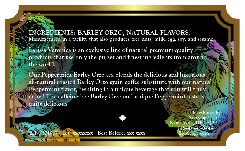 Peppermint Barley Orzo Tea <BR>(Single Serve K-Cup Pods)