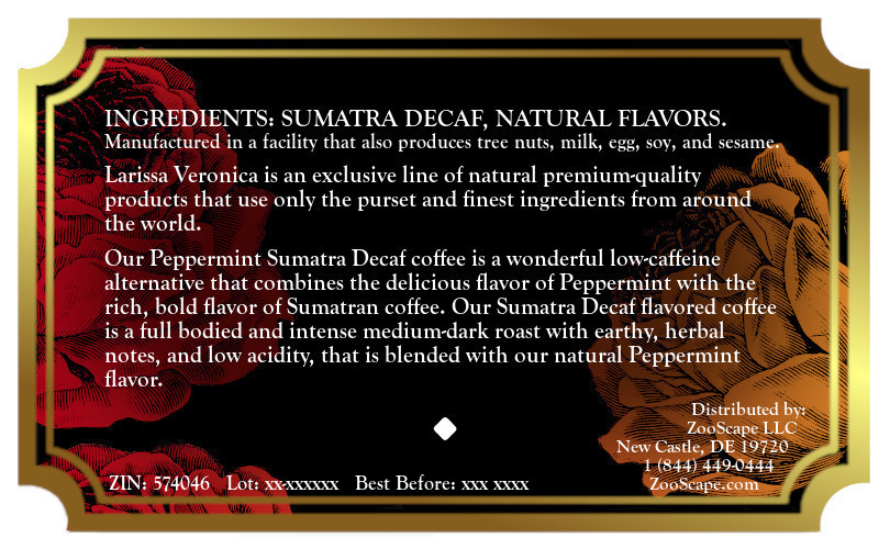 Peppermint Sumatra Decaf Coffee <BR>(Single Serve K-Cup Pods)