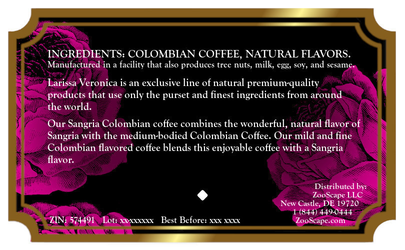 Sangria Colombian Coffee <BR>(Single Serve K-Cup Pods)