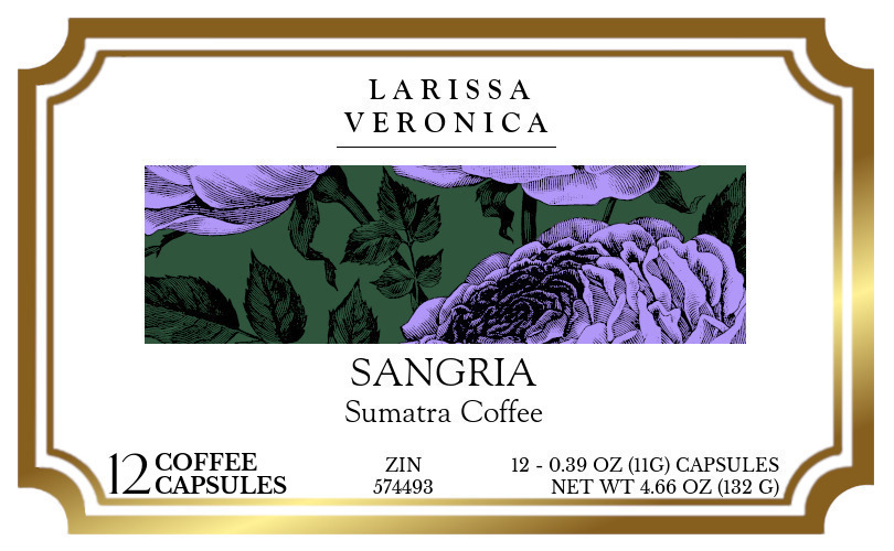 Sangria Sumatra Coffee <BR>(Single Serve K-Cup Pods) - Label