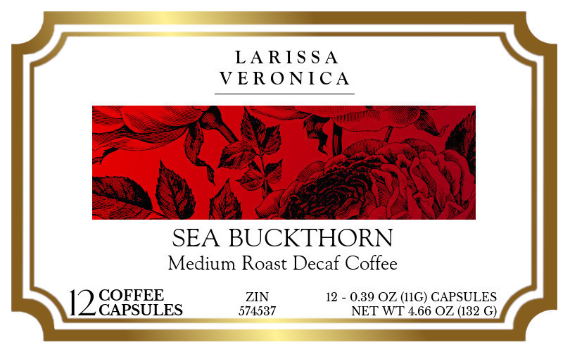 Sea Buckthorn Medium Roast Decaf Coffee <BR>(Single Serve K-Cup Pods) - Label