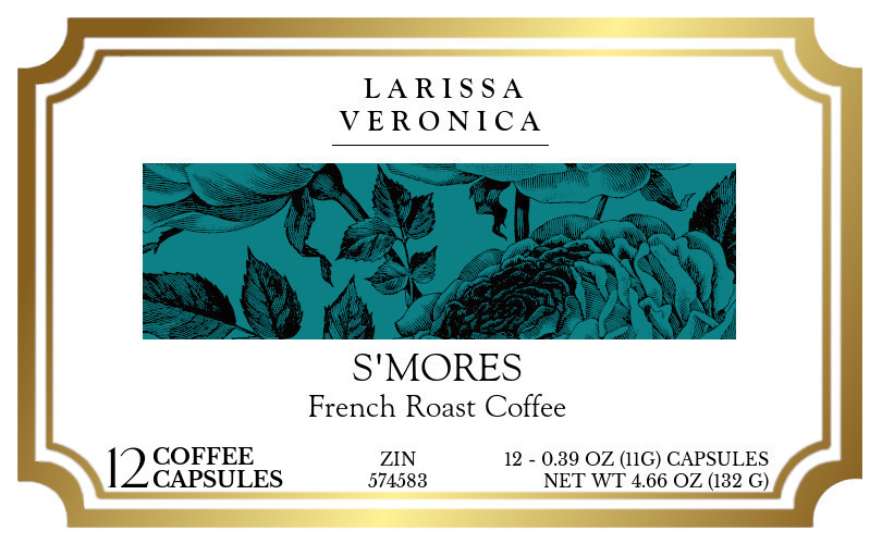 S'mores French Roast Coffee <BR>(Single Serve K-Cup Pods) - Label