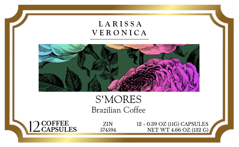 S'mores Brazilian Coffee <BR>(Single Serve K-Cup Pods) - Label