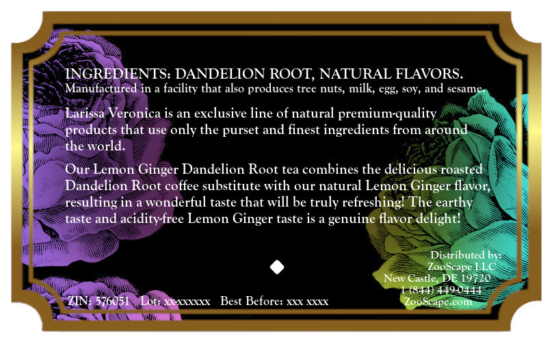 Lemon Ginger Dandelion Root Tea <BR>(Single Serve K-Cup Pods)