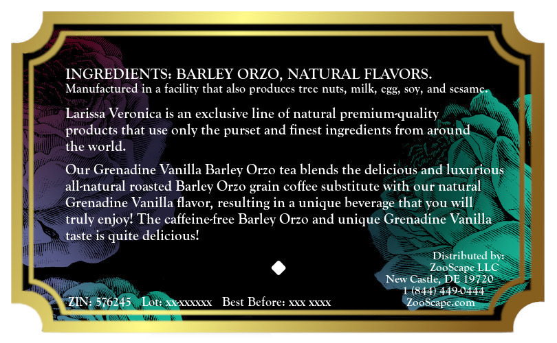 Grenadine Vanilla Barley Orzo Tea <BR>(Single Serve K-Cup Pods)