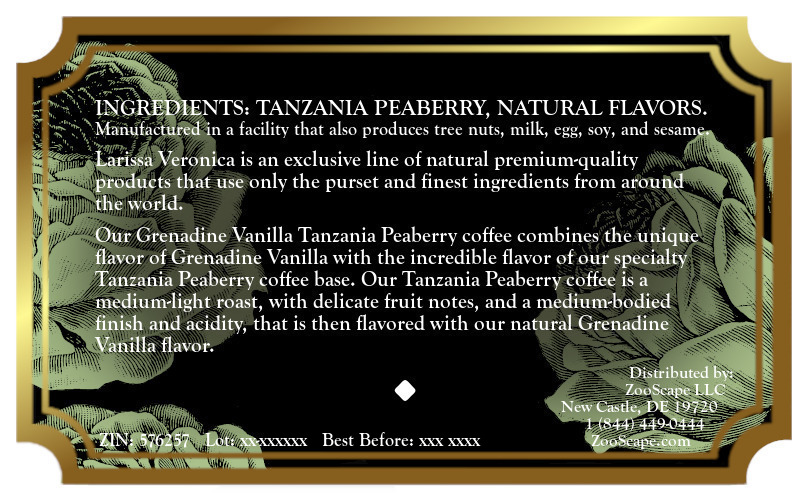 Grenadine Vanilla Tanzania Peaberry Coffee <BR>(Single Serve K-Cup Pods)