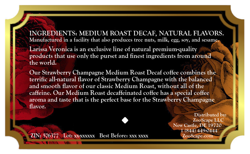 Strawberry Champagne Medium Roast Decaf Coffee <BR>(Single Serve K-Cup Pods)