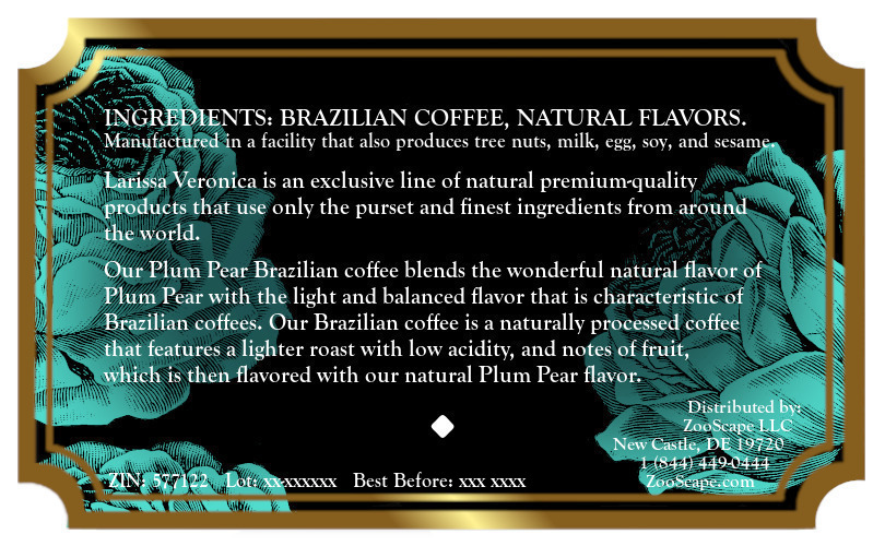 Plum Pear Brazilian Coffee <BR>(Single Serve K-Cup Pods)