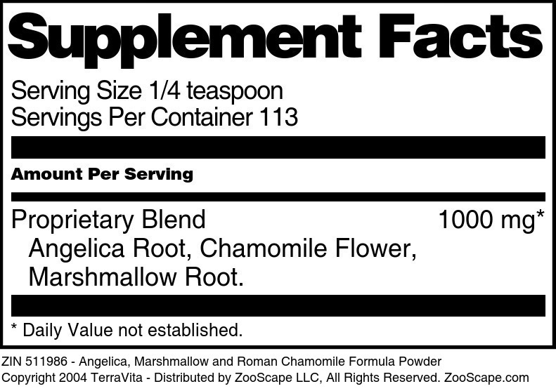 Angelica, Marshmallow and Roman Chamomile Formula Powder - Supplement / Nutrition Facts