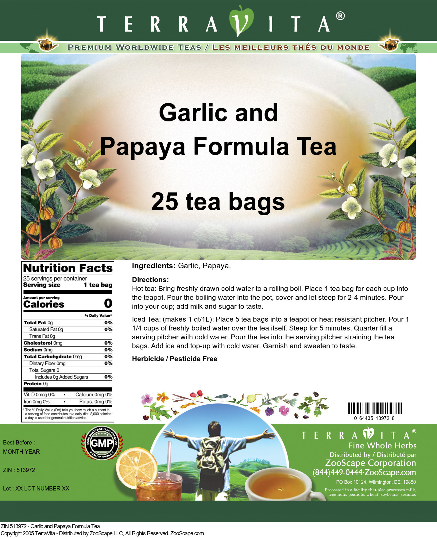 Garlic and Papaya Formula Tea - Label