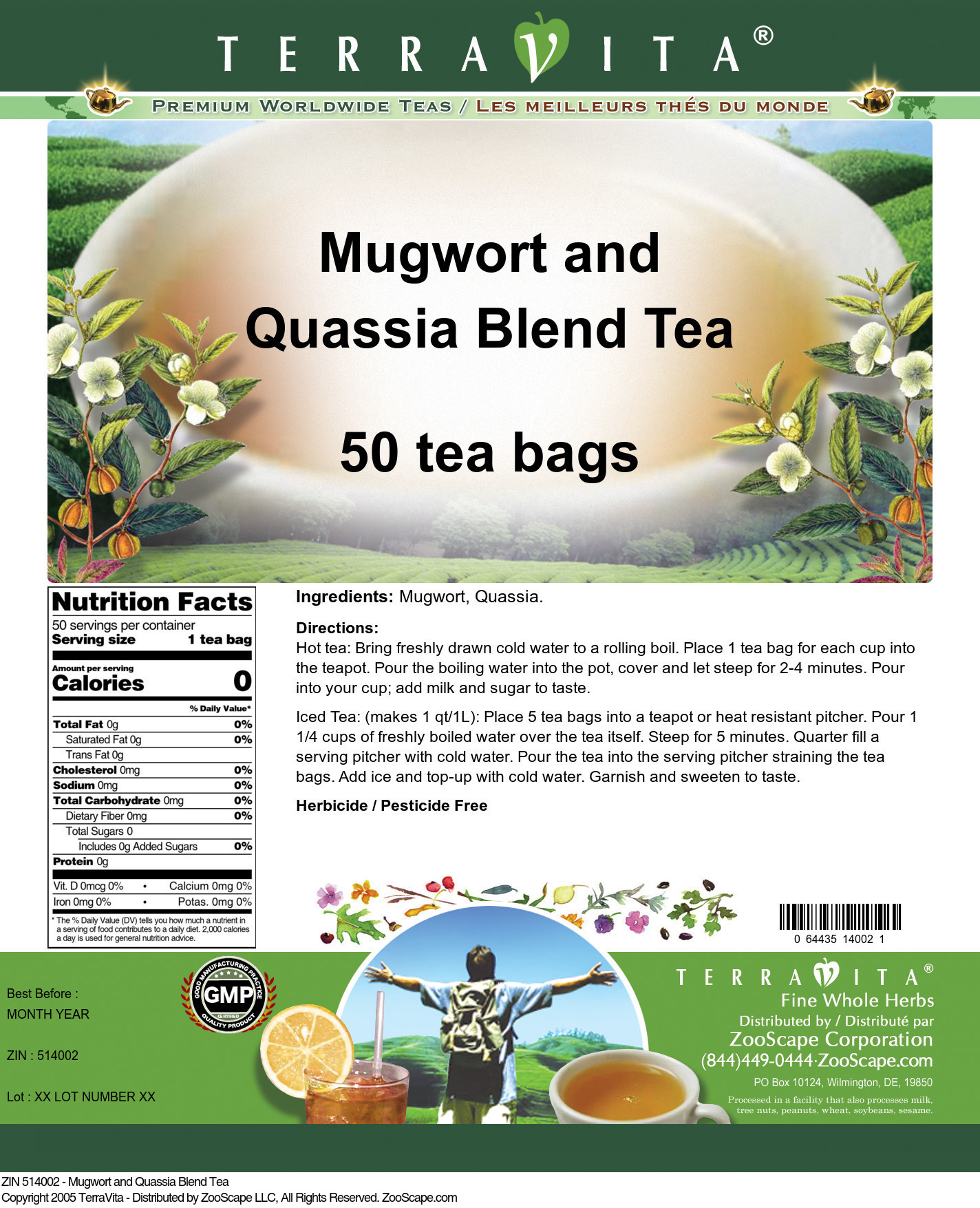 Mugwort and Quassia Blend Tea - Label