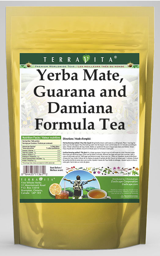 Yerba Mate, Guarana and Damiana Formula Tea