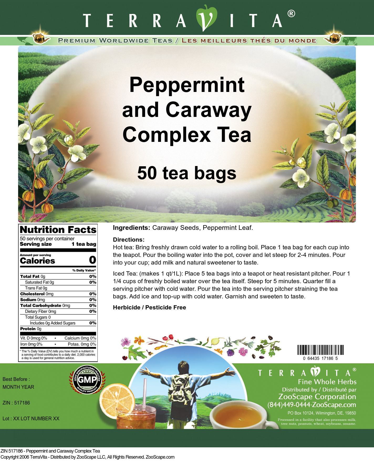 Peppermint and Caraway Complex Tea - Label