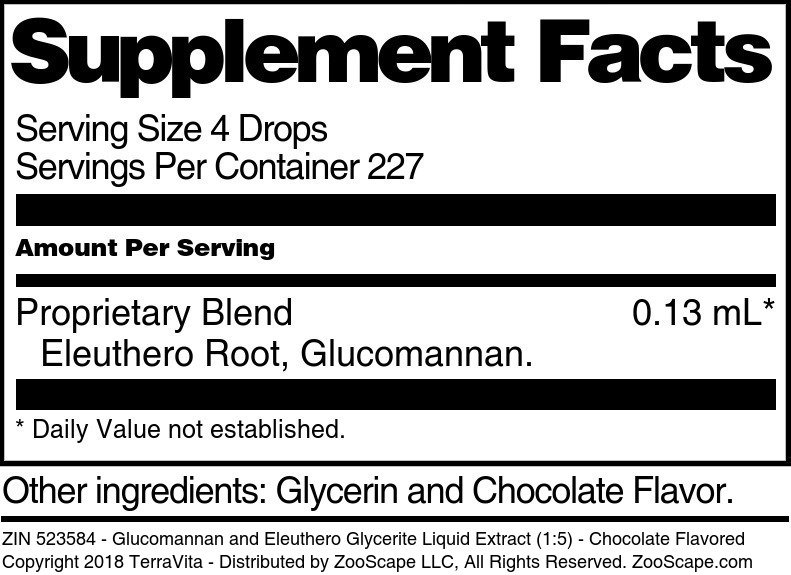 Glucomannan and Eleuthero Glycerite Liquid Extract (1:5) - Supplement / Nutrition Facts