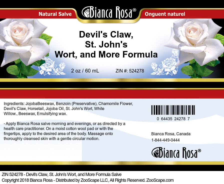 Devil's Claw, St. John's Wort, and More Formula Salve - Label