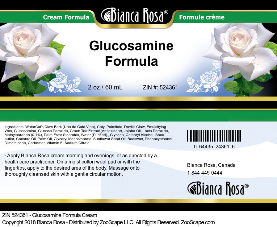 Glucosamine Formula Cream - Label